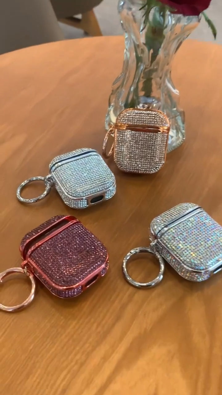 Earphone Case for Airpods 1 2 3 4 Generation Airpods Pro 2 3 Glitter Jewelled Wireless Earbuds Cover with Ring Casing