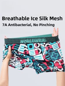 Miiow | Mens Ice Silk Underwear Ultra-Thin Breathable Boxer Shorts Quick-Drying Seamless Flat Angle Briefs Comfortable Sports Innerwear