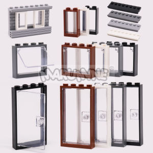 MARUMINE MOC Building Blocks Accessories 32PCS Door Window City Street View House Model Kit Bricks Parts Set Compatible 60594