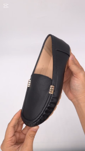 Perrieri Women Casual Stitched Fashion Design Loafers Flats 62947 (Black/Khaki)