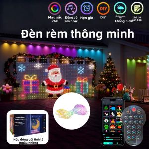 400 Đèn LED Rèm Thông Minh Chống Nước Đèn Dây LED Đổi Màu Đèn Trang Trí Tự Làm Cho Giáng Sinh Tiệc Tùng Trang Trí Nhà Cửa Điều Khiển Bằng Ứng Dụng Bluetooth