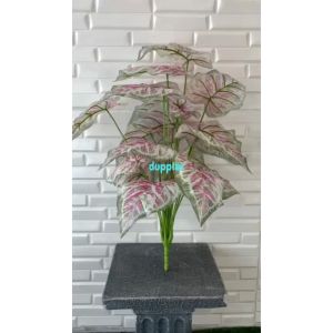Daun Artificial Tanaman Hias Calladium Pink X18 Semilatex Dekorasi Ruangan Pajangan Rumah