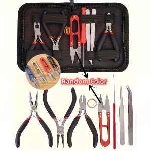1set DIY Jewelry Making Tool Set 8pcs Handmade Pliers Scissor Tweezers Jump Ring Opener Suitable For Jewelry Handmade