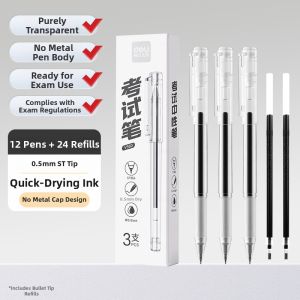 deli | Metal-free Clear Fast-drying Exam Pen 0.5mm