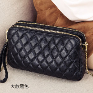 Esunarty Womens Soft Leather Handbag Diamond Chain Pattern New 2025 Fashion Single Shoulder Slant Cross Small Bag