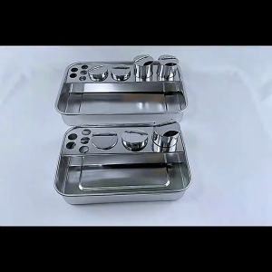 Tray Instrument 3 4 Lubang Stainless Steel Instrumen Tray Dengan Tempat & Wadah Stainless