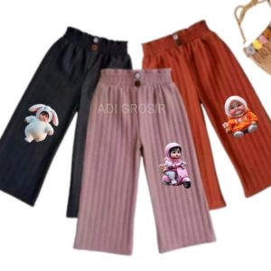 Isi 4 PCS Celana panjang Anak perempuan knit Hornet Motif BABY GEMOY Lucu kulot Usia 1-10 th TERBARU