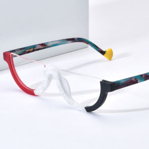 HEPIDEM Acetate Glasses Frame Men Semi Rimless Retro Square Eyeglasses Japanese Handmade Spectacles Vintage Half Optical Eyewear 9361