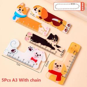 convenient5Pcs 5cm Straight Cute Cartoon Animal Mini Plastic Rulers Portable Bookmark Ruler for Kids Small Stationery Reward