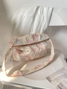 ฤดูร้อนดอกไม้ผ้าฝ้ายไนลอนไหล่กระเป๋าผู้หญิงหวานสดสไตล์ขนาดกลางอเนกประสงค์ทุกวันกระเป๋า