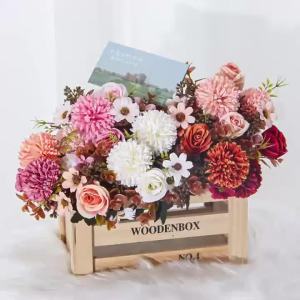 Silk Rose Artificial Flowers Wedding Home Room Table Festival Decora Wreath Bridal Bouquet Table Vase Photography Prop DIY Gifts