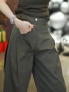 High Waist Workwear Casual Pants Womens Military Green Wide Leg Pants Slimming plus Size Knife Edge Pants Autumn New Arrival