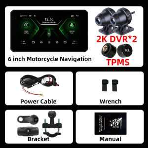 Icreative 6inch Motorcycle Navigation DVR with Detachable Bracket GPS Wireless CarPlay Android Auto IPX7 Display Screen 1440*720