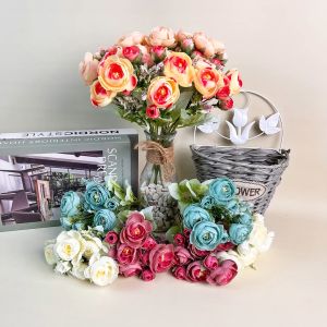 Tanaman Hias Bunga Tangkai Mawar Rose Mix Artificial Bouquet Ornamen Dekorasi Ruang Rumah COD PBP210