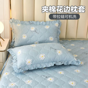 Thickened Cotton Pillowcase Pair with Zipper Wooden Edge Pillow Core Cover Pillow Skin 48x74cm New Style Bedding Accessories