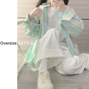 Áo Sơ Mi Chống Nắng Cotton Cỡ Lớn Phong Cách Hàn Quốc Cho Nữ Tay Dài Dáng Rộng Thiết Kế Lười Biếng Đa Năng Mặc Ngoài