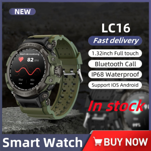 Rainbuvvy LC16 Outdoor Sports Watch 1.32inch Full touch screen Bluetooth Call IP68 Waterproof IOS Android SmartWatch For Men Women