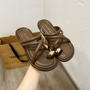 Fancy Toe Covering Sandals Women Summer Fashion All-Matching French Retro Beach Soft Bottom Sandals Women