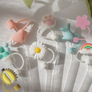 Sakura Silicone Straw Stopper Dustproof Water Cup Accessories Student Powder Cute Ins Girl Heart Cup Straw Lid Dust Cover