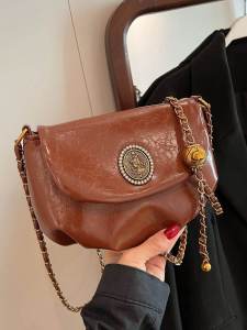 Spring Summer New Style Womens Small Folded Chain Shoulder Bag PU Leather Casual Crossbody Bag Fashionable And Versatile