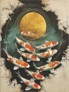 Kayou | Gold Foil Ukiyo-e Oil Painting By Numbers: Floating World Art Frameless Canvas Adult Home Decor Gift Set