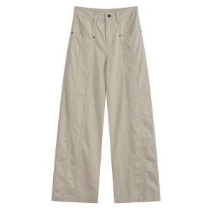 American Style High Waist Wide Leg Casual Pants Womens New Retro Lengthening Legs Fashion Workwear Long Pants Spring Loose