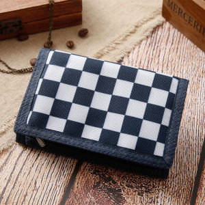 Slim Canvas Wallet for Men Youth Style Soft Silver Ultra Thin Tri-Fold Simple Design Short Size Trendy Korean Magic Tape Closure