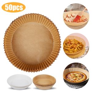 50PCS Air Fryer Disposable Paper Liner Round Non-Stick Air Fryer Liners Kitchen AirFryer Baking Accessories