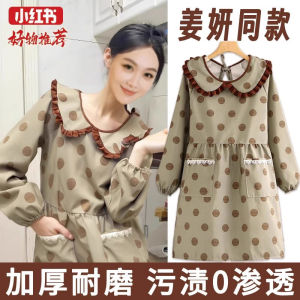 Fashionable Long Sleeve Apron Waterproof Oil Resistant Stain Proof Kitchen Use Celebrity Endorsed Versatile Size Canvas Material