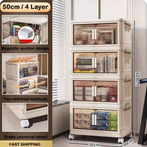1/2/3/4/5 Layers Lemari penyimpanan/Large Capacity Foldable Storage Cabinet 2 Doors Storage Box Multipurpose Storage Cabinet Stackable Storage