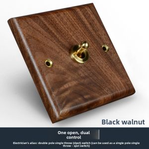 BaldeVance | Retro Walnut Wood and Brass Toggle Switch Panel Wall Mounted