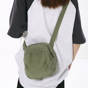 Casual Retro Canvas Mini Bag Versatile Simple Shoulder Crossbody Bag for Women Students Japanese Harajuku Mobile Phone Bag