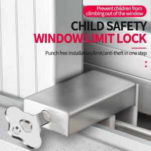 Window stopper window lock fixed aluminum alloy screen push and pull window card childrens safety lock household door anti-theft