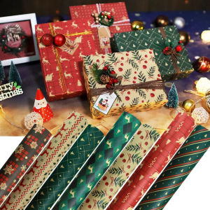 Christmas Gift Wrapping Paper DIY Craft Paper Xmas Tree Snowflake Print Gift Box Packaging Papers Xmas Gift Decoration