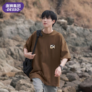 Tonlion American Style Pure Cotton Casual Short Sleeve T-Shirt Mens Loose Fit Summer Breathable Five-Quarter Sleeve Tee