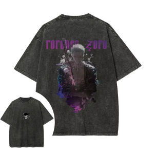 Bandai | One Piece Graphic T Shirt Men Women Vintage Washed Short Sleeve Tee Summer 2026 Y2k Anime Print Cotton Streetwear Casual Tops