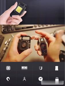 Senter LED Mini Lampu Gantungan Kunci Multifungsi Portable COB LED Light Gantungan Kunci Tas Camping Rechargeable