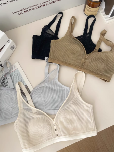 Summer Thin Mesh Rabbit Ear Cup Bra Wireless Bralette Visual Small Chest Large Chest Invisible Lace Net Latex Pad Womens Underwear