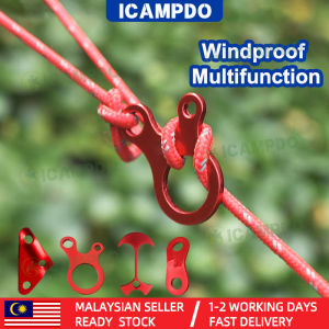 ICAMPDO Outdoor Camping Tent Wind Rope Buckle with Peanut Stopper and Adjustable Lock Heavy Duty Aluminum Alloy Double Eye Snail Triangle Fishbone Fish Buckle for Secure Fastening Essential Camping Equipment and Accessory