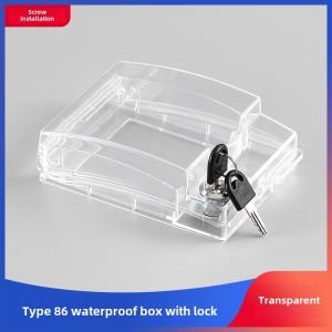 Waterproof 86 Type Switch Socket Box with Lock Bathroom Panel Splash Proof Cover Protection Lid for Toilet And Bath Room