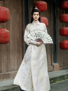 New 2025 Hanfu Mens Tang Dynasty round Neck Robe Ancient Style Ming Dynasty Dao Robe Spring Menswear Traditional Chinese Costume