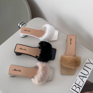 Mostwear New Trendy One Strap Heeled Sandals With Soft Fur Designs Casual Footwear For Women (Standard Size +1 Size Bigger if Malapad/Mataba Paa)