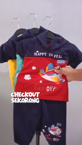 Setelan Baju bayi anak laki laki motif karakter HOODIE KIDS usia bayi 3 sampai 15 Bln MAX BB 10 KG