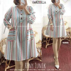 Tunik Katun Garis Kancing Aktif Fit to XL LD 108 cm/RENY TUNIK