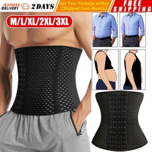 Men Slimming Body Shaper Waist Trainer Trimmer Belt Corset for Abdomen Belly Shapers Tummy Control Fitness Compression Shapewear Men-Belly-Shaper-Black