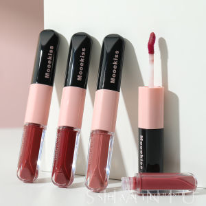 Mooekiss Dual-Headed Lip Glaze D02 Mirror Shine Moisturizing Non-Stick Cup Matte Lip Mud Fashionable Design for Date And Daily Use