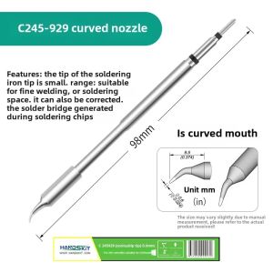 C245 Replacable Soldering Iron Head Universal High-Power Soldering Station T245 Pointed Flat Head Integrated Soldering Tips