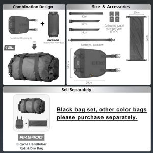 Rhinowalk Bicycle Handlebar Bag 12L Waterproof Bicycle Front Bag Replaceable Waterproof Inner Bag Outdoor Travel Luggage Storage Shoulder Bag Bike Accessories