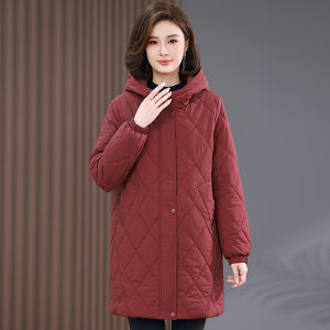 Comfortable Mid-Length Hooded Cotton Jacket Womens Style New Year Fashionable Mommy Clothes Thick Winter Coat Casual Loose Fit