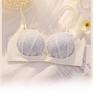 Red Lace Bra And Panties Set Womens Underwear Full Coverage Anti-Sagging Side Breast Collection Victorian Style Innerwear